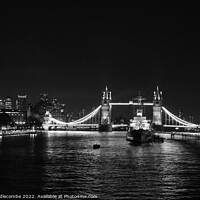 Buy canvas prints of Black and white Tower bridge from London Bridge at by Ann Biddlecombe