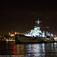 Buy canvas prints of HMS Belfast on the Thames near Tower bridge by Ann Biddlecombe