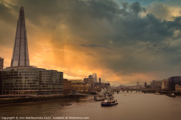 View from Tower bridge just one of the bridges in London Picture Board by Ann Biddlecombe