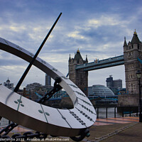 Buy canvas prints of Sundial with tower bridge by Ann Biddlecombe