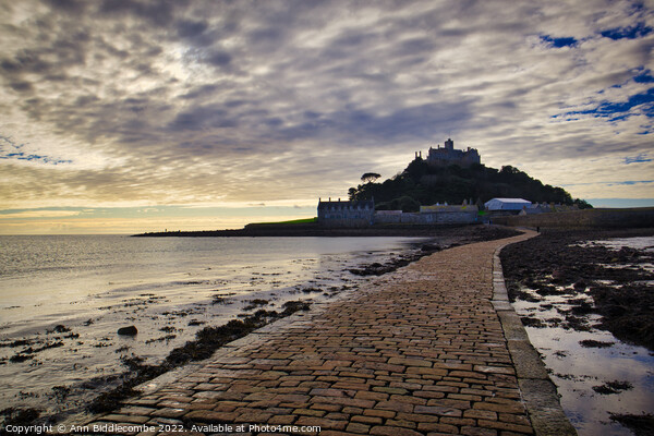 St Michaels Mount in Cornwall just as the tide had Picture Board by Ann Biddlecombe