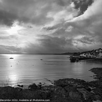Buy canvas prints of Monochrome St Mawes under cloudy Skys by Ann Biddlecombe