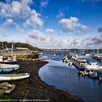 Buy canvas prints of Mylor port harbour with the tide out by Ann Biddlecombe