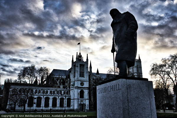 Churchill statue outside  parliament in London Picture Board by Ann Biddlecombe