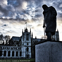 Buy canvas prints of Churchill statue outside  parliament in London by Ann Biddlecombe