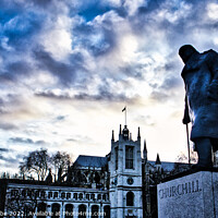 Buy canvas prints of Churchill statue at parliament in London by Ann Biddlecombe