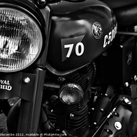 Buy canvas prints of Monochrome Old royal enfield motorbike by Ann Biddlecombe
