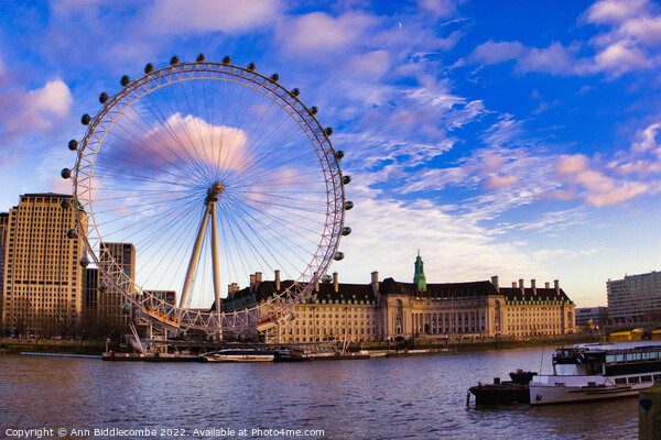 The London Eye London City scene Picture Board by Ann Biddlecombe