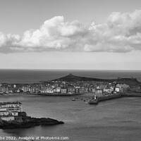 Buy canvas prints of St Ives Harbour in monochrome by Ann Biddlecombe