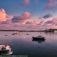 Buy canvas prints of Falmouth harbour under pink skies by Ann Biddlecombe