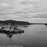 Buy canvas prints of Monochrome Falmouth harbour looking out to sea  by Ann Biddlecombe