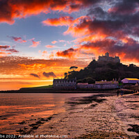 Buy canvas prints of St Michael's Mount in Penzance at sunset by Ann Biddlecombe