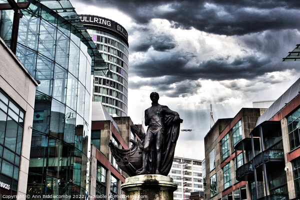 Birmingham centre with Horatio Nelson statue Picture Board by Ann Biddlecombe