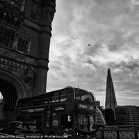 Buy canvas prints of On Tower Bridge as a bus goes past by Ann Biddlecombe
