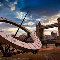 Buy canvas prints of Sundial with tower bridge  by Ann Biddlecombe