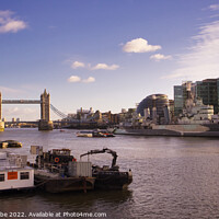 Buy canvas prints of Up the thames towards tower bridge by Ann Biddlecombe