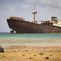 Buy canvas prints of Shipwreck outside Arrecife Lanzarote by Ann Biddlecombe
