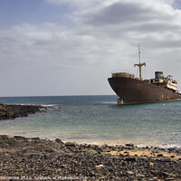 Buy canvas prints of Shipwreck between Costa Teguise and Arrecife by Ann Biddlecombe