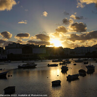 Buy canvas prints of Sunset over Arrecife inner harbour by Ann Biddlecombe