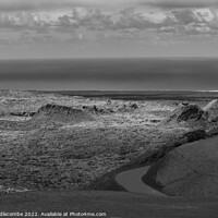 Buy canvas prints of View to the sea over the volcanos in black and white by Ann Biddlecombe