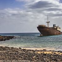 Buy canvas prints of Shipwreck on the walk from Costa Teguise to Arrecife by Ann Biddlecombe