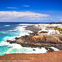 Buy canvas prints of A view of El Golfo in Lanzarote by Ann Biddlecombe
