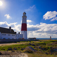 Buy canvas prints of Portland Bill lighthouse with the sun by Ann Biddlecombe