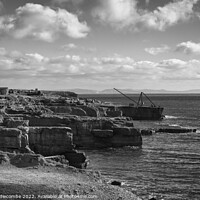Buy canvas prints of A view over the rocks in monochrome by Ann Biddlecombe