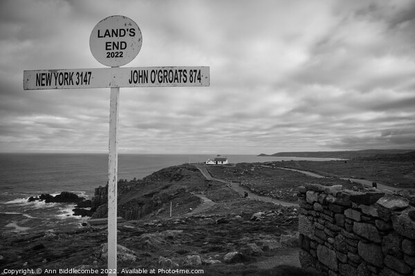 lands end sign in monochrome Picture Board by Ann Biddlecombe