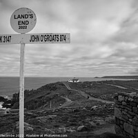 Buy canvas prints of lands end sign in monochrome by Ann Biddlecombe