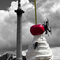 Buy canvas prints of Trafalgar Squares whipped cream sculpture by Ann Biddlecombe