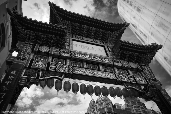 China town in London in monochrome Picture Board by Ann Biddlecombe