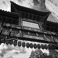 Buy canvas prints of China town in London in monochrome by Ann Biddlecombe