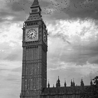 Buy canvas prints of A monochrome of Big Ben in London by Ann Biddlecombe