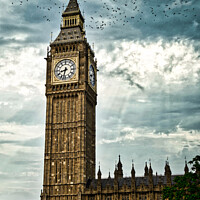 Buy canvas prints of Dramatic Big Ben in London by Ann Biddlecombe