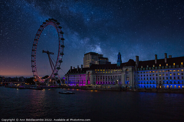 London eye at night Picture Board by Ann Biddlecombe