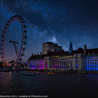 Buy canvas prints of London eye at night by Ann Biddlecombe