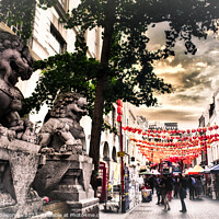 Buy canvas prints of China town guardian dogs by Ann Biddlecombe