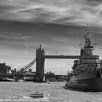 Buy canvas prints of HMS Belfast and Tower bridge by Ann Biddlecombe