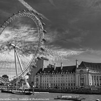 Buy canvas prints of The London eye and county hall by Ann Biddlecombe