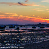 Buy canvas prints of Sunset at Shoebury common beach by Ann Biddlecombe