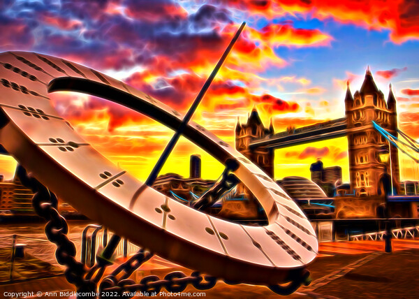 Tower bridge sundial with fun effect Picture Board by Ann Biddlecombe