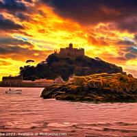 Buy canvas prints of To the rescue at St Michaels Mount in flame effect by Ann Biddlecombe