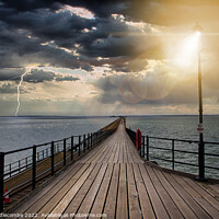 Buy canvas prints of Southend on Sea pier as the storm comes in by Ann Biddlecombe