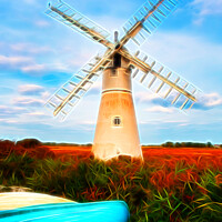 Buy canvas prints of Artistic view of Windmill in the Norfolk broads by Ann Biddlecombe