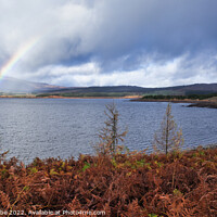 Buy canvas prints of View with rainbow over clatteringshaws loch by Ann Biddlecombe