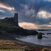 Buy canvas prints of Dunure Castle on the coast of Scotland by Ann Biddlecombe