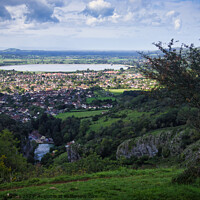 Buy canvas prints of View from Cheddar Gorge cliffs looking over the reservoir  by Ann Biddlecombe