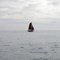 Buy canvas prints of  Lone yacht  by Ann Biddlecombe