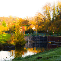 Buy canvas prints of Cappy lock at sunset by Ann Biddlecombe